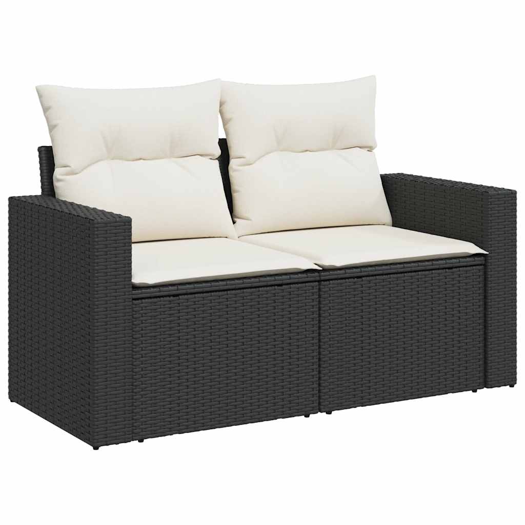 6-dijelni set vrtnih sofa s jastucima crni od poliratana Crna 100 x 55 x 73 cm
