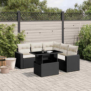 6-dijelni set vrtnih sofa s jastucima crni od poliratana Crna 100 x 55 x 73 cm