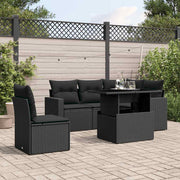 6-dijelni set vrtnih sofa s jastucima crni od poliratana Crna 100 x 55 x 73 cm
