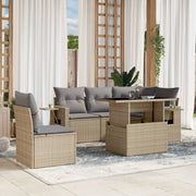 6-dijelni set vrtnih sofa s jastucima bež od poliratana 100 x 55 x 73 cm