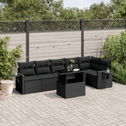 7-dijelni set vrtnih sofa od poliratana s jastucima crni Crna 100 x 55 x 73 cm