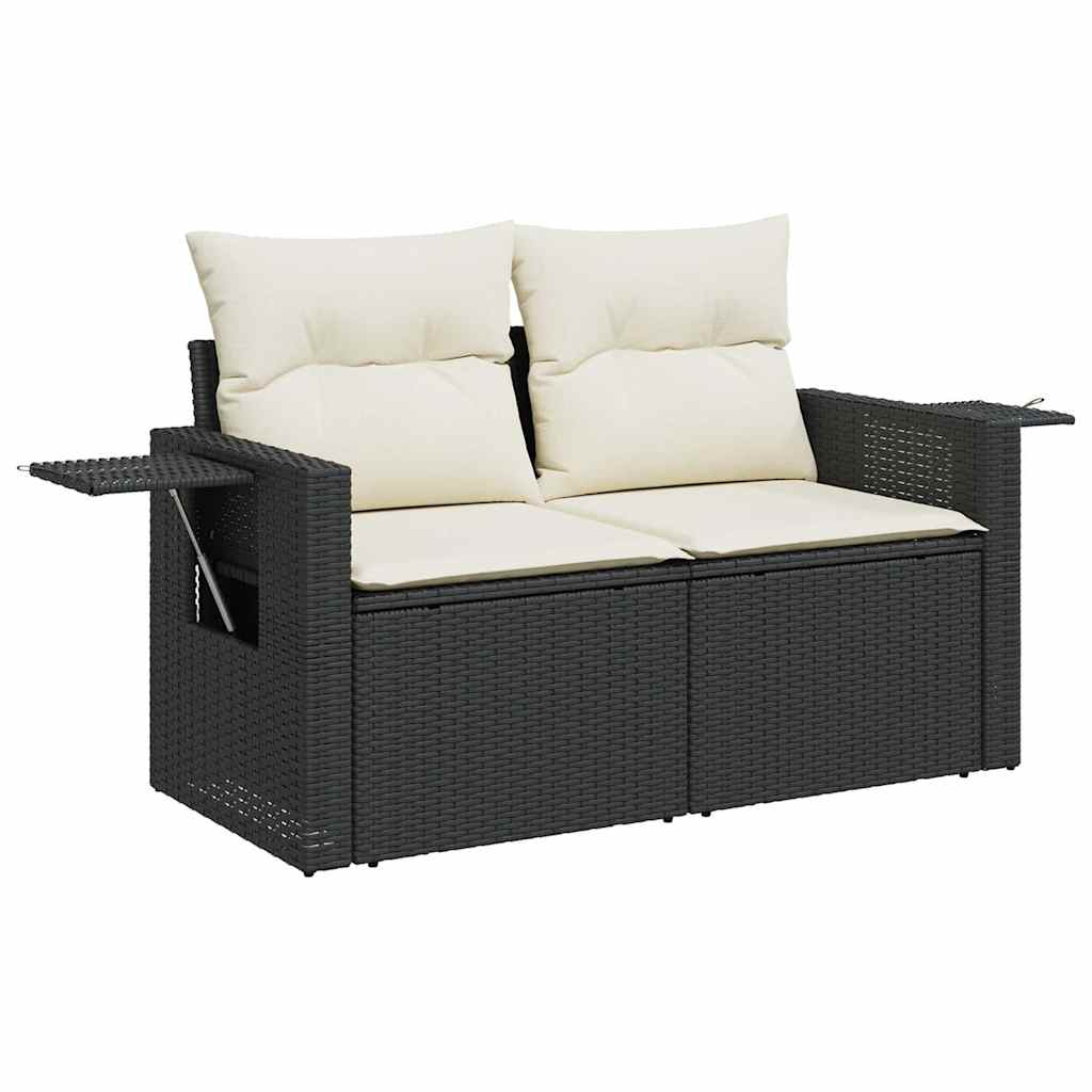 10-dijelni set vrtnih sofa s jastucima crni od poliratana Crna 100 x 55 x 73 cm