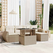 6-dijelni set vrtnih sofa s jastucima bež od poliratana 100 x 55 x 73 cm