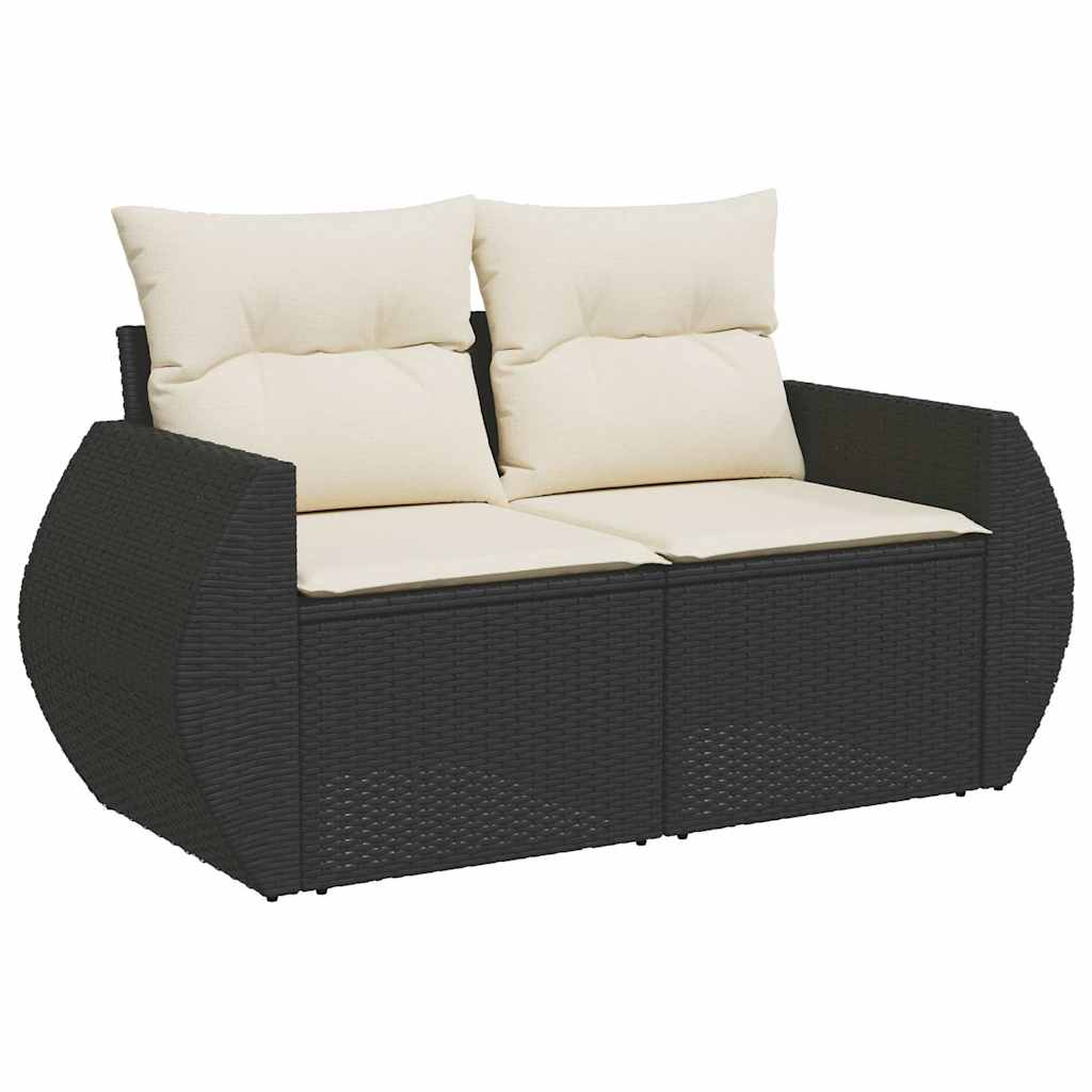 7-dijelni set vrtnih sofa od poliratana s jastucima crni Crna 100 x 55 x 73 cm