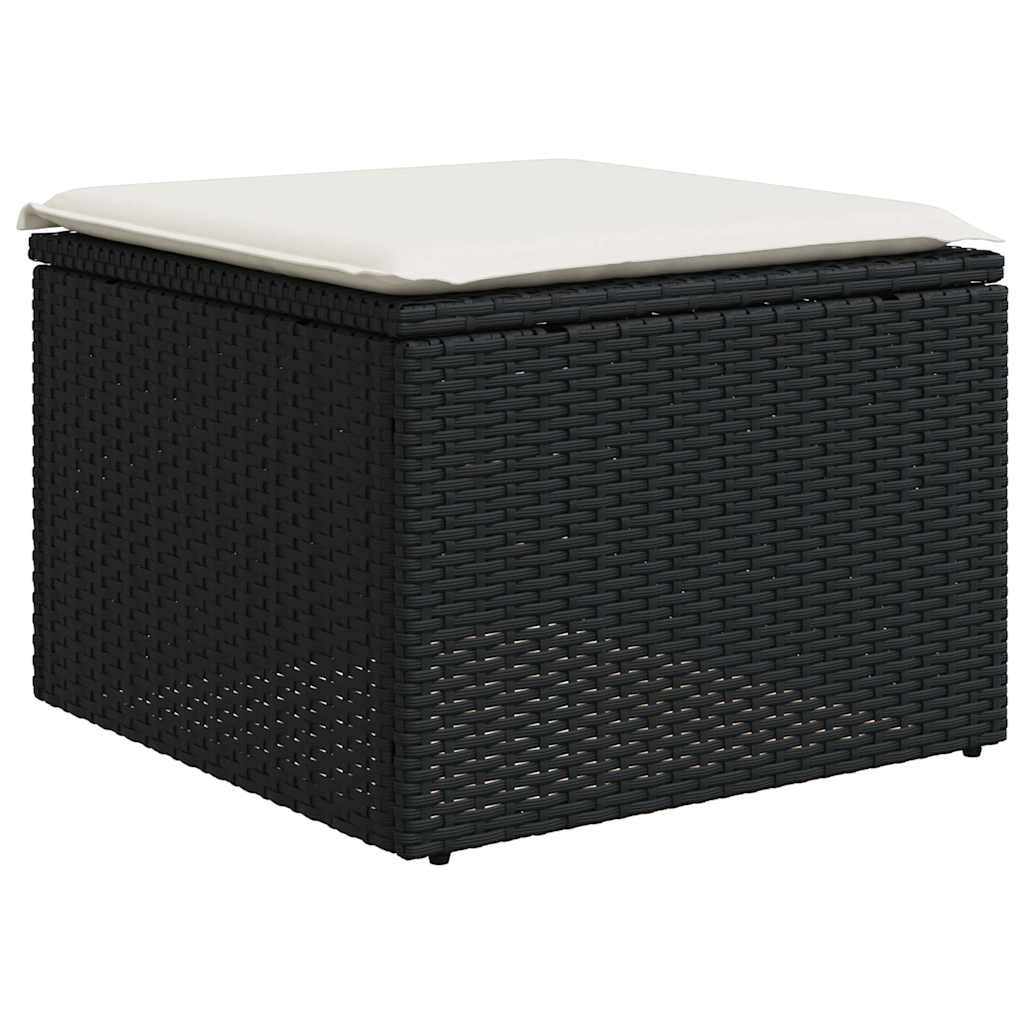 7-dijelni set vrtnih sofa od poliratana s jastucima crni Crna 100 x 55 x 73 cm
