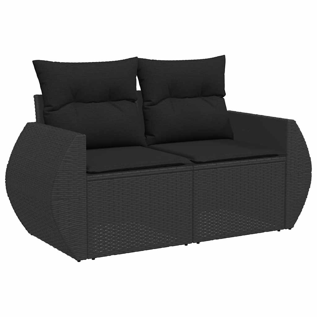 10-dijelni set vrtnih sofa s jastucima crni od poliratana Crna 100 x 55 x 73 cm