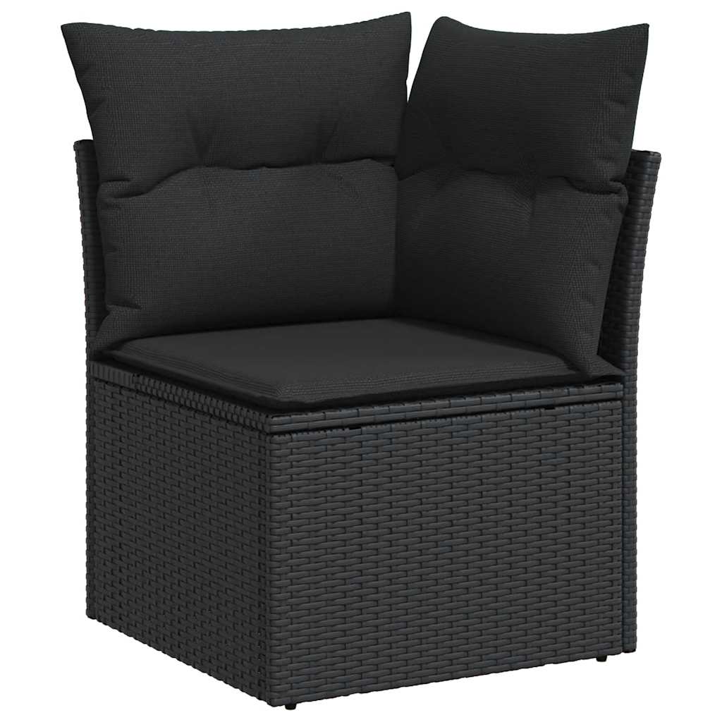10-dijelni set vrtnih sofa s jastucima crni od poliratana Crna 100 x 55 x 73 cm