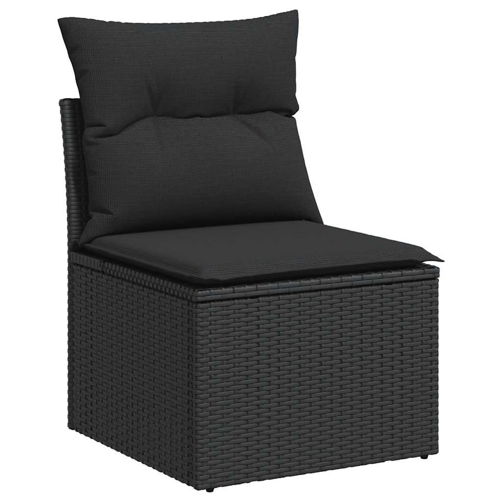 10-dijelni set vrtnih sofa s jastucima crni od poliratana Crna 100 x 55 x 73 cm