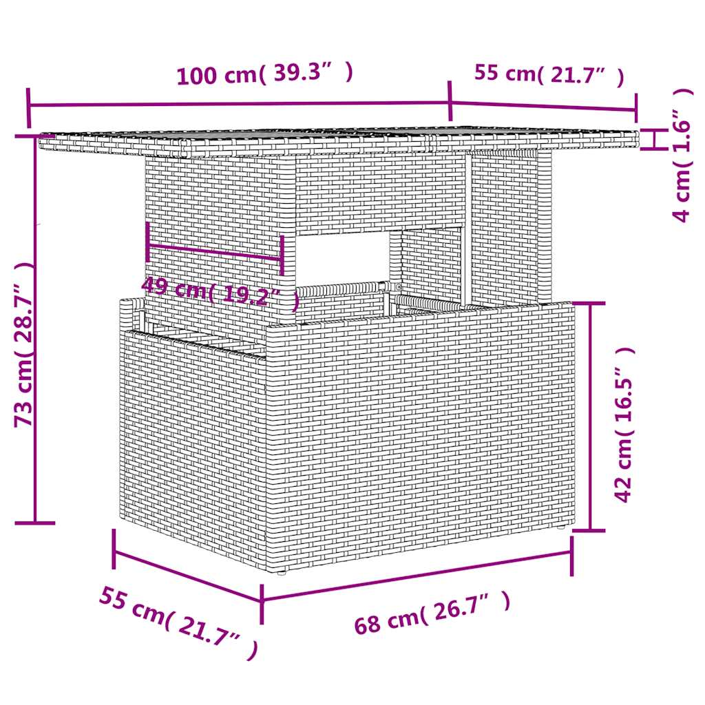 Vrtni set od 6 dijelova s jastucima, smeđi poliratan