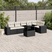 7-dijelni set vrtnih sofa od poliratana s jastucima crni Crna 100 x 55 x 73 cm