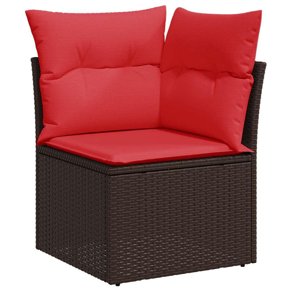Vrtni set od 7 dijelova s jastucima, smeđi poliratan