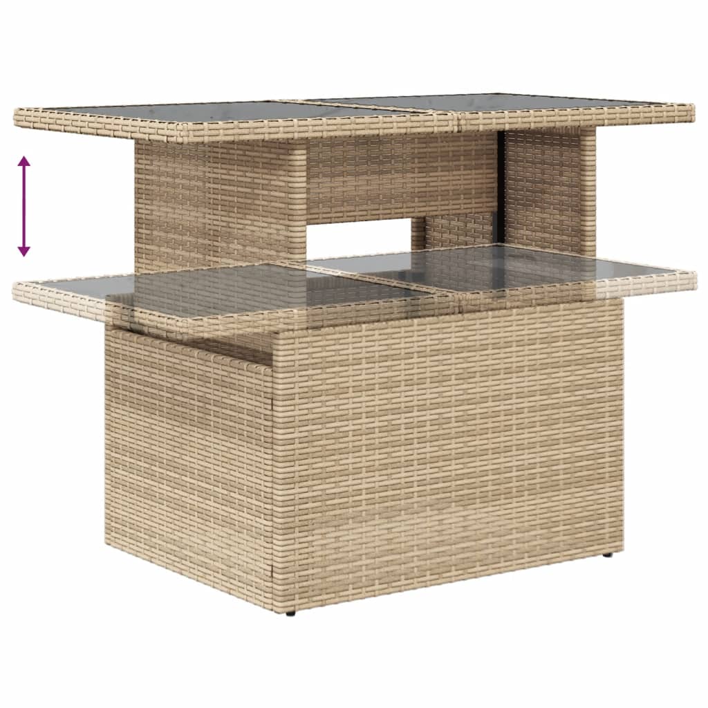 10-dijelni set vrtnih sofa s jastucima bež od poliratana 100 x 55 x 73 cm