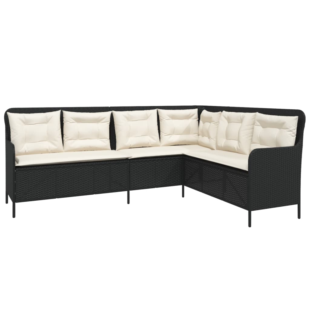 2-dijelna vrtna garnitura od poliratana s jastucima crna 90 x 55 x 40/71 cm