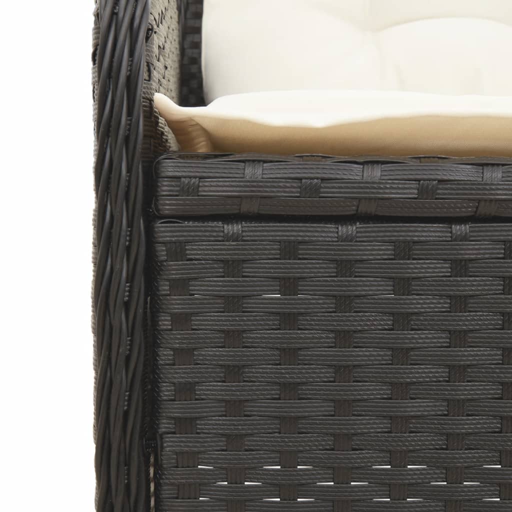 5-dijelna vrtna garnitura od poliratana s jastucima crna 90 x 55 x 71 cm