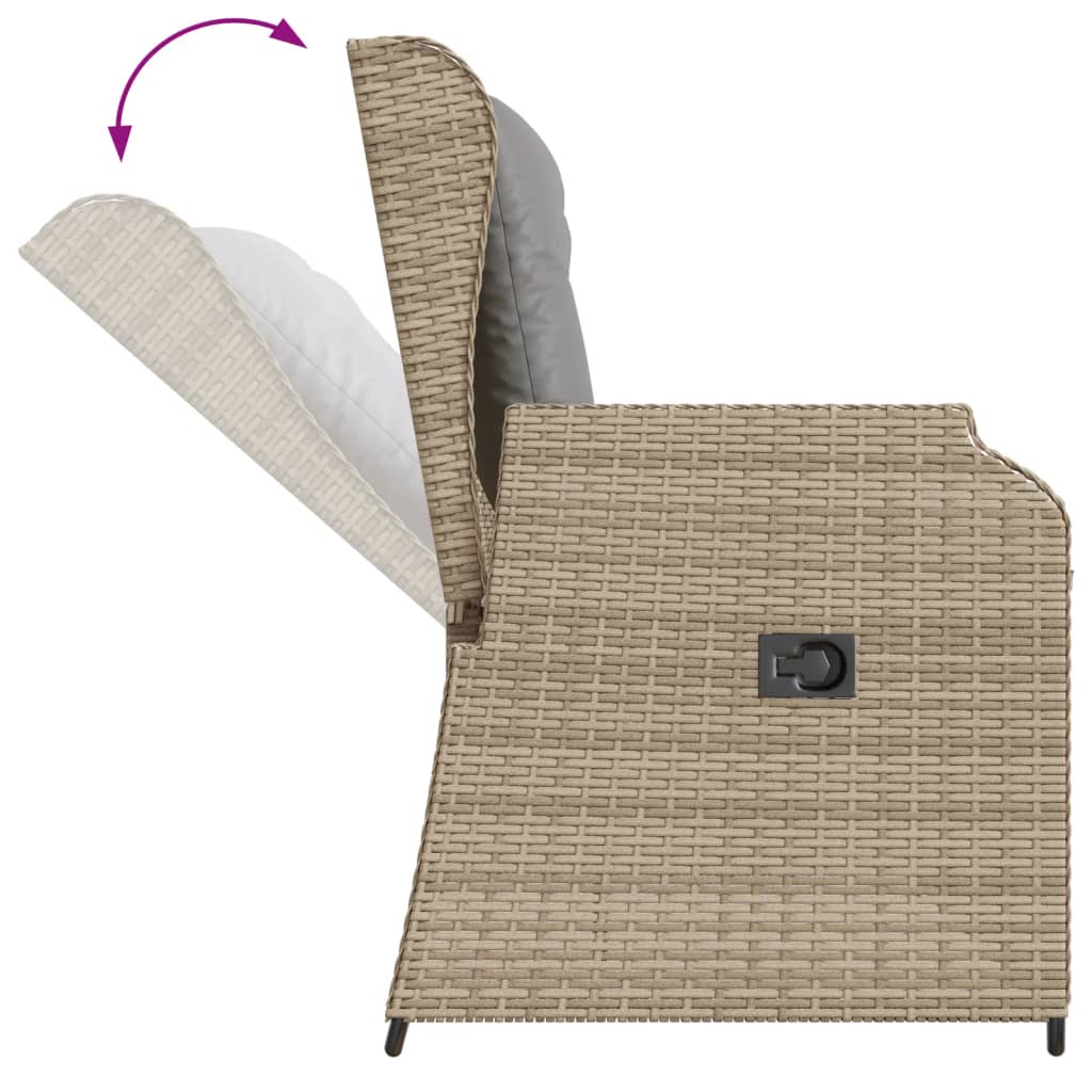 3-dijelna vrtna garnitura od poliratana s jastucima bež 110 x 110 x 40/71 cm