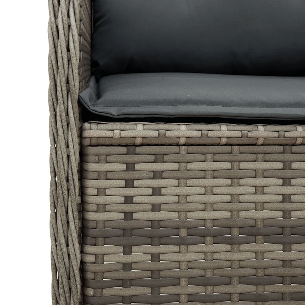 3-dijelna vrtna garnitura od poliratana s jastucima siva 90 x 55 x 40/71 cm