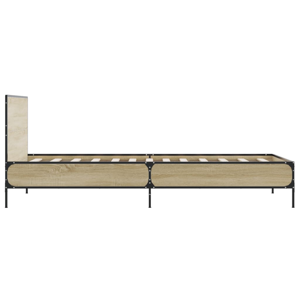 Okvir za krevet boja hrasta 100x200cm konstruirano drvo i metal Smeđa 100 x 200 cm