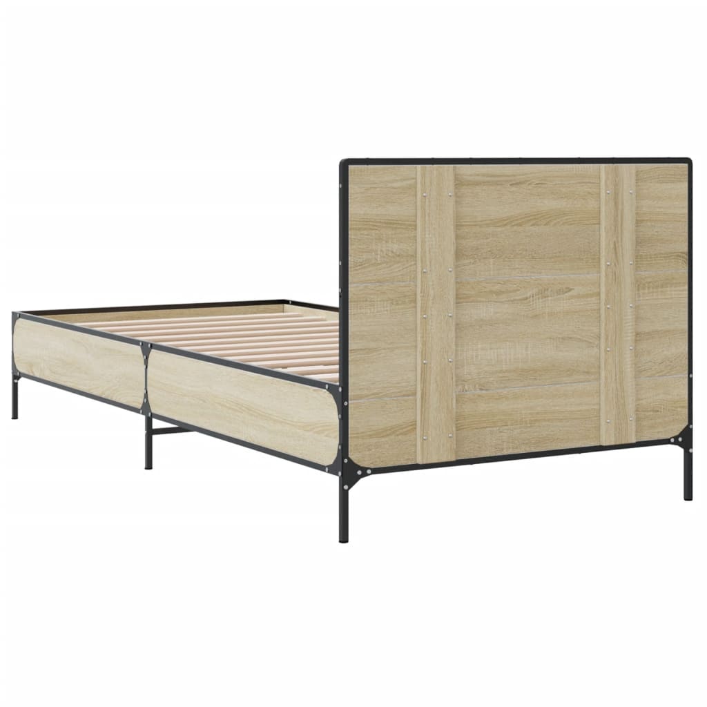 Okvir za krevet boja hrasta 100x200cm konstruirano drvo i metal Smeđa 100 x 200 cm