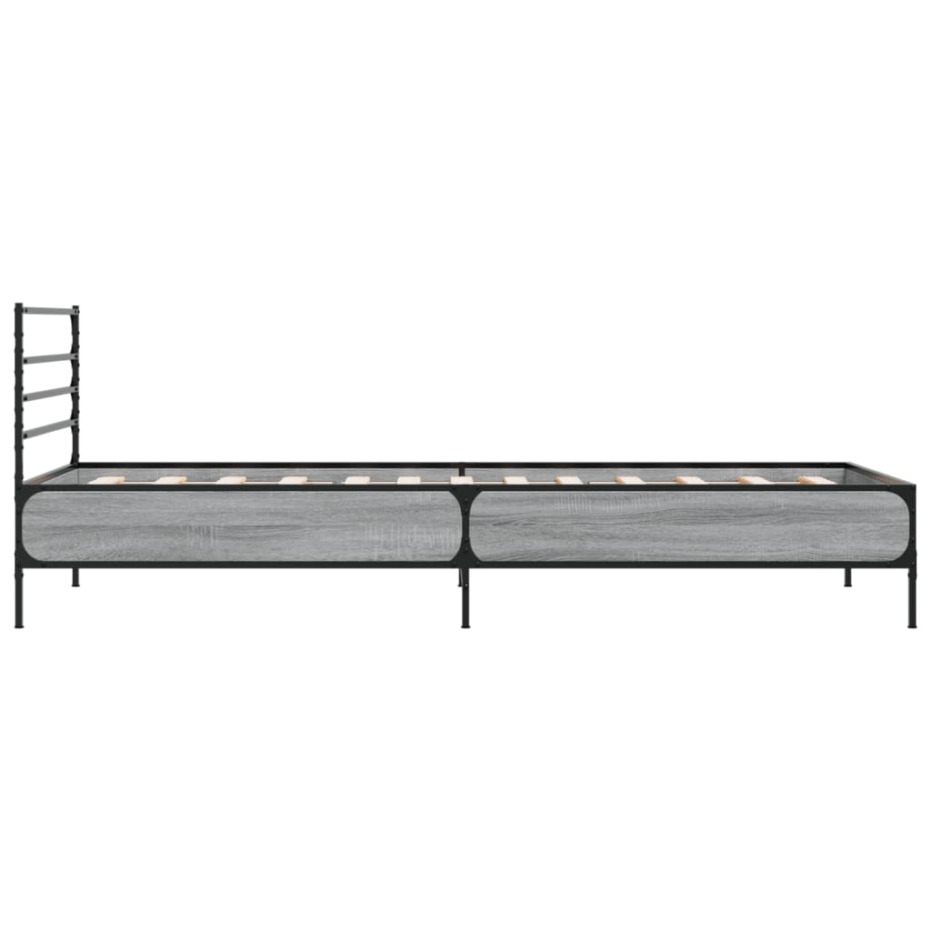 Okvir za krevet boja hrasta 90x200 cm konstruirano drvo i metal Siva 90 x 200 cm