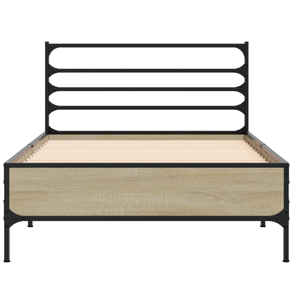 Okvir za krevet boja hrasta 75x190 cm konstruirano drvo i metal Smeđa 75 x 190 cm