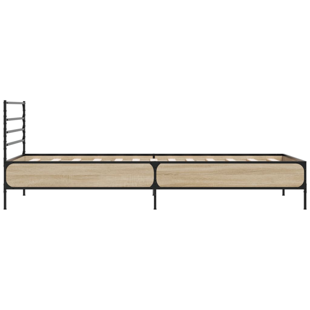 Okvir za krevet boja hrasta 75x190 cm konstruirano drvo i metal Smeđa 75 x 190 cm