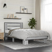 Okvir za krevet boja hrasta 75x190 cm konstruirano drvo i metal Siva 75 x 190 cm