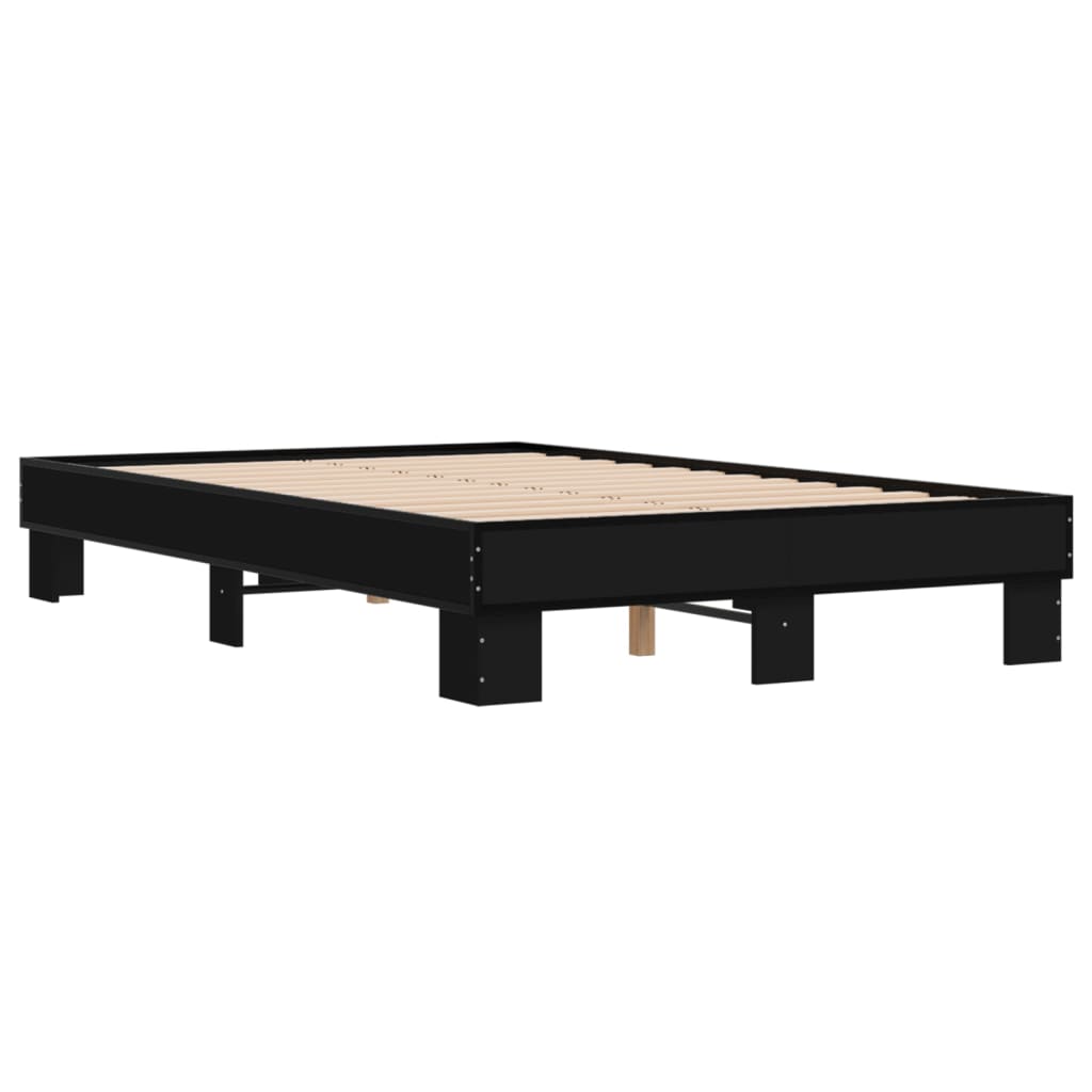 Okvir kreveta crni 140 x 200 cm od konstruiranog drva i metala