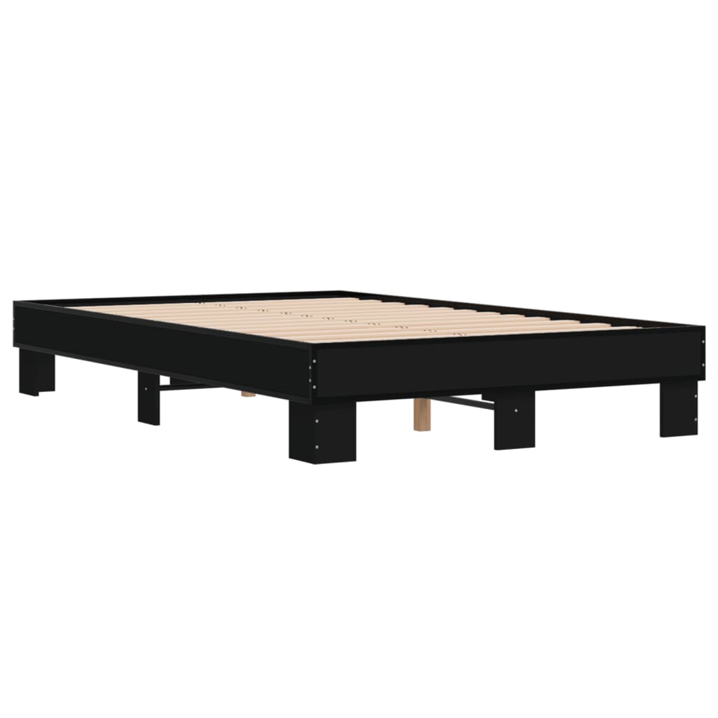 Okvir kreveta crni 140 x 200 cm od konstruiranog drva i metala