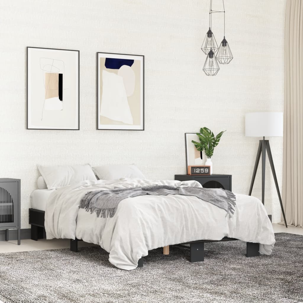 Okvir kreveta crni 140 x 200 cm od konstruiranog drva i metala