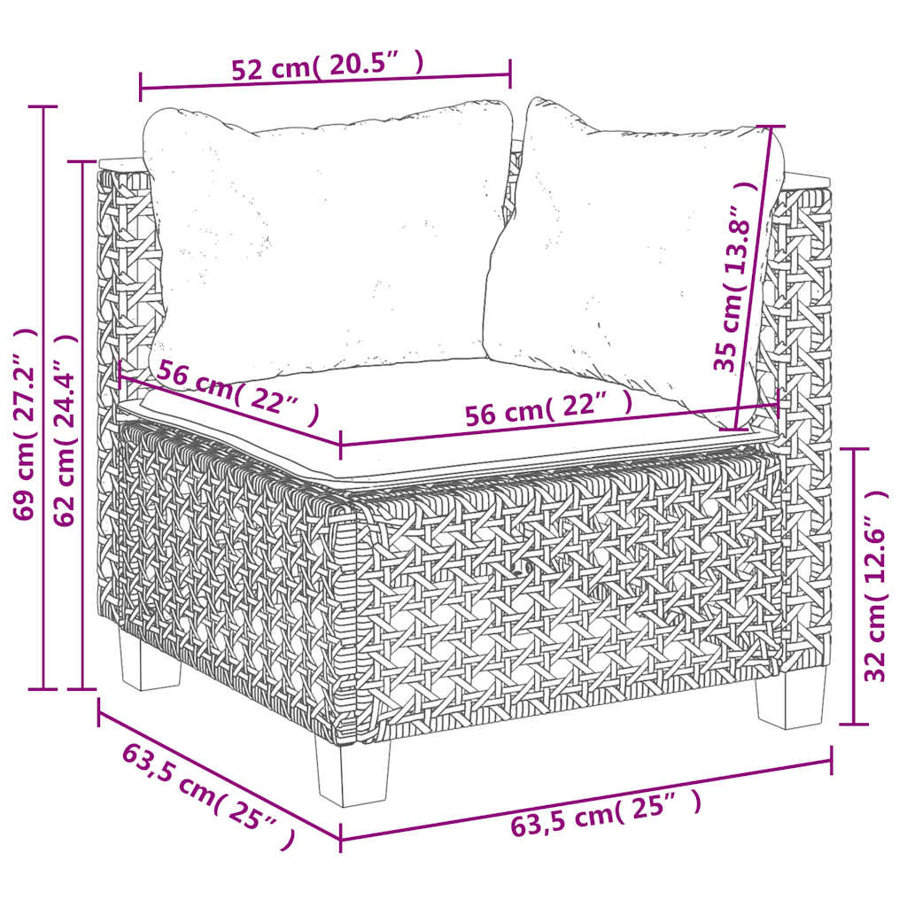 6-dijelni set vrtnih sofa s jastucima bež od poliratana 55 x 55 x 36 cm