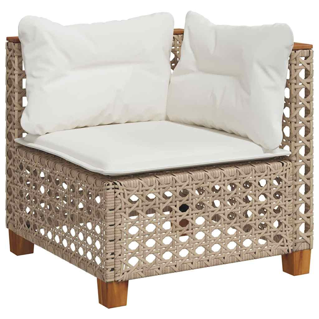 7-dijelni set vrtnih sofa od poliratana s jastucima bež 55 x 55 x 36 cm