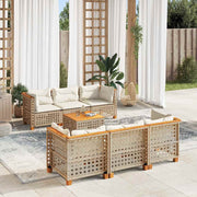 7-dijelni set vrtnih sofa od poliratana s jastucima bež 55 x 55 x 36 cm