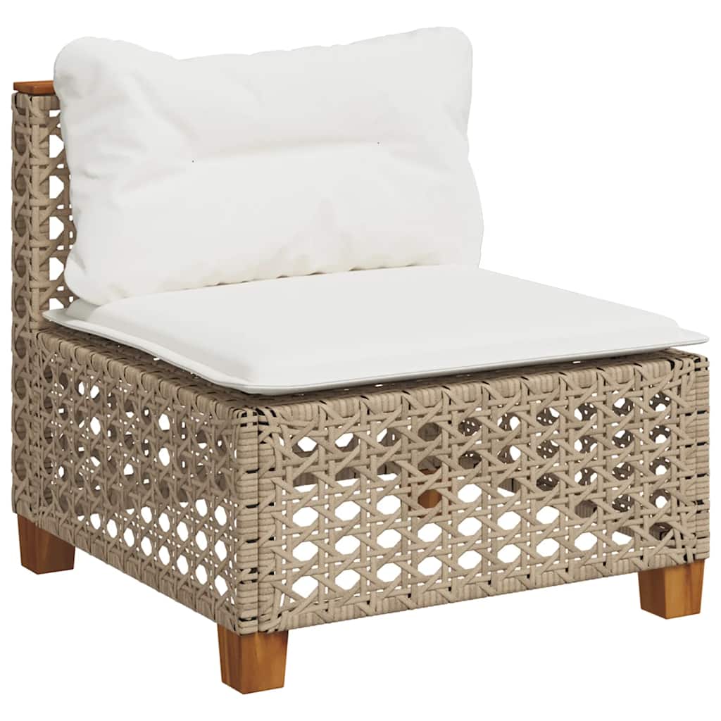 9-dijelni set vrtnih sofa s jastucima bež od poliratana 55 x 55 x 36 cm