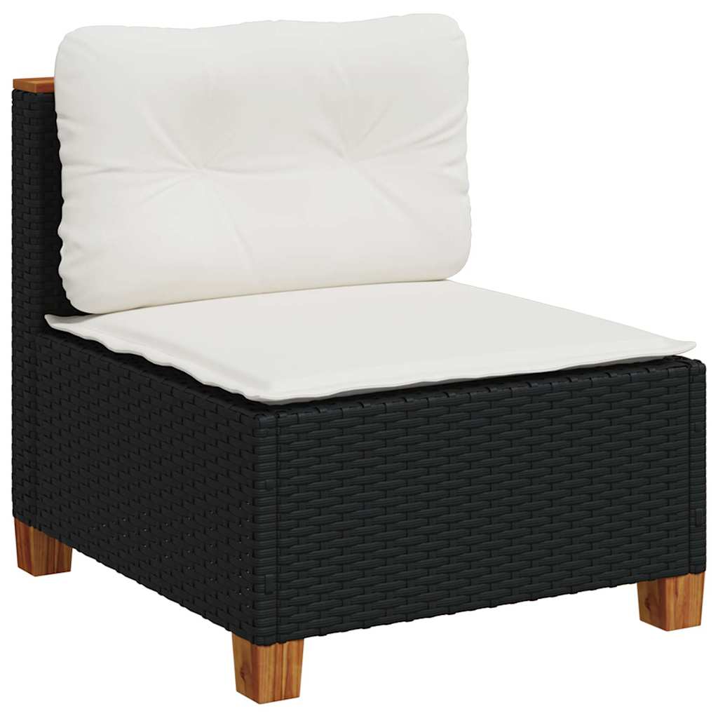5-dijelna vrtna garnitura od poliratana s jastucima crna 63.5 x 56 x 32 cm