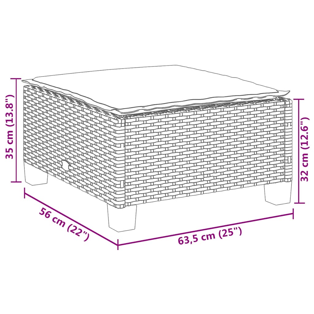 5-dijelna vrtna garnitura od poliratana s jastucima crna 63.5 x 56 x 32 cm