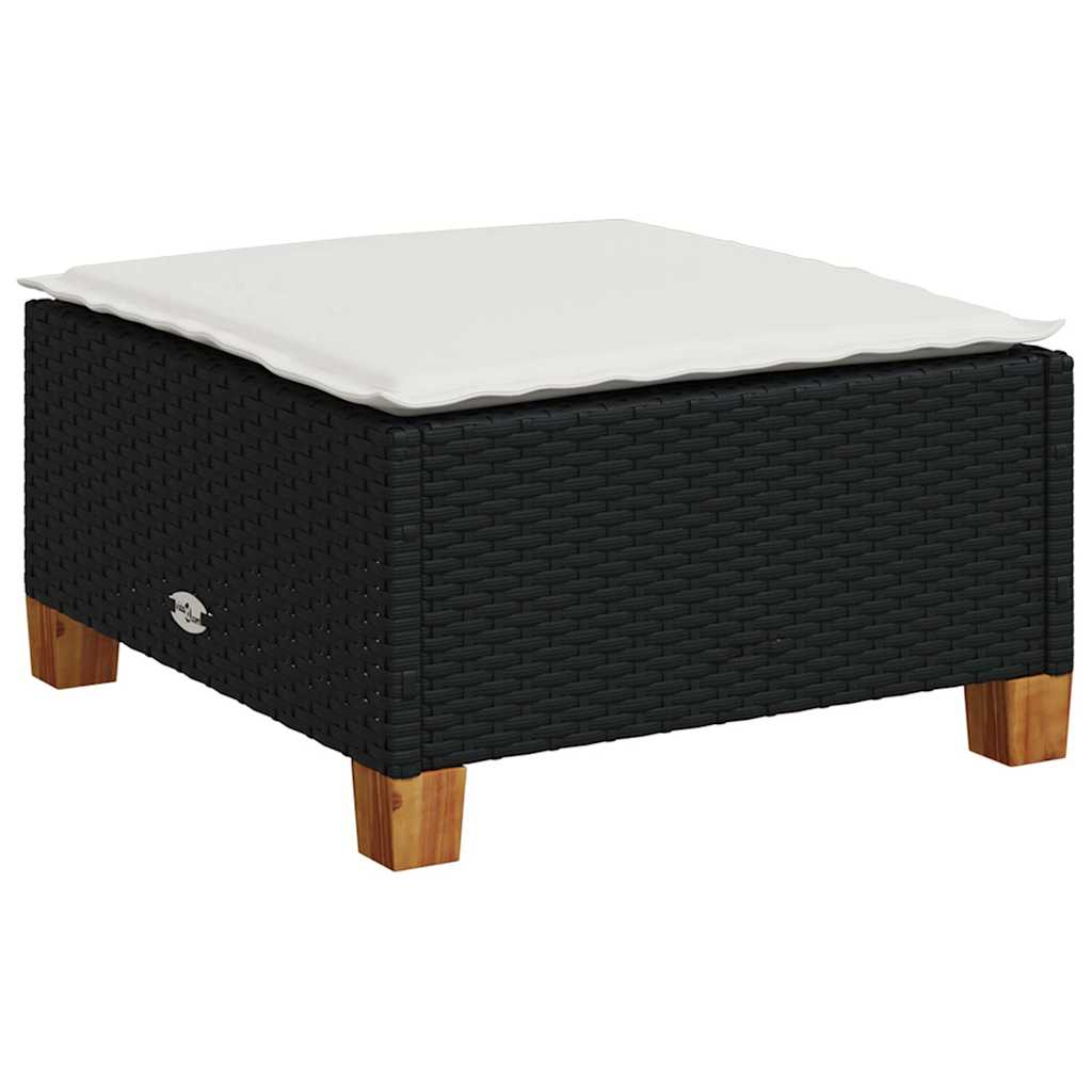 5-dijelna vrtna garnitura od poliratana s jastucima crna 63.5 x 56 x 32 cm