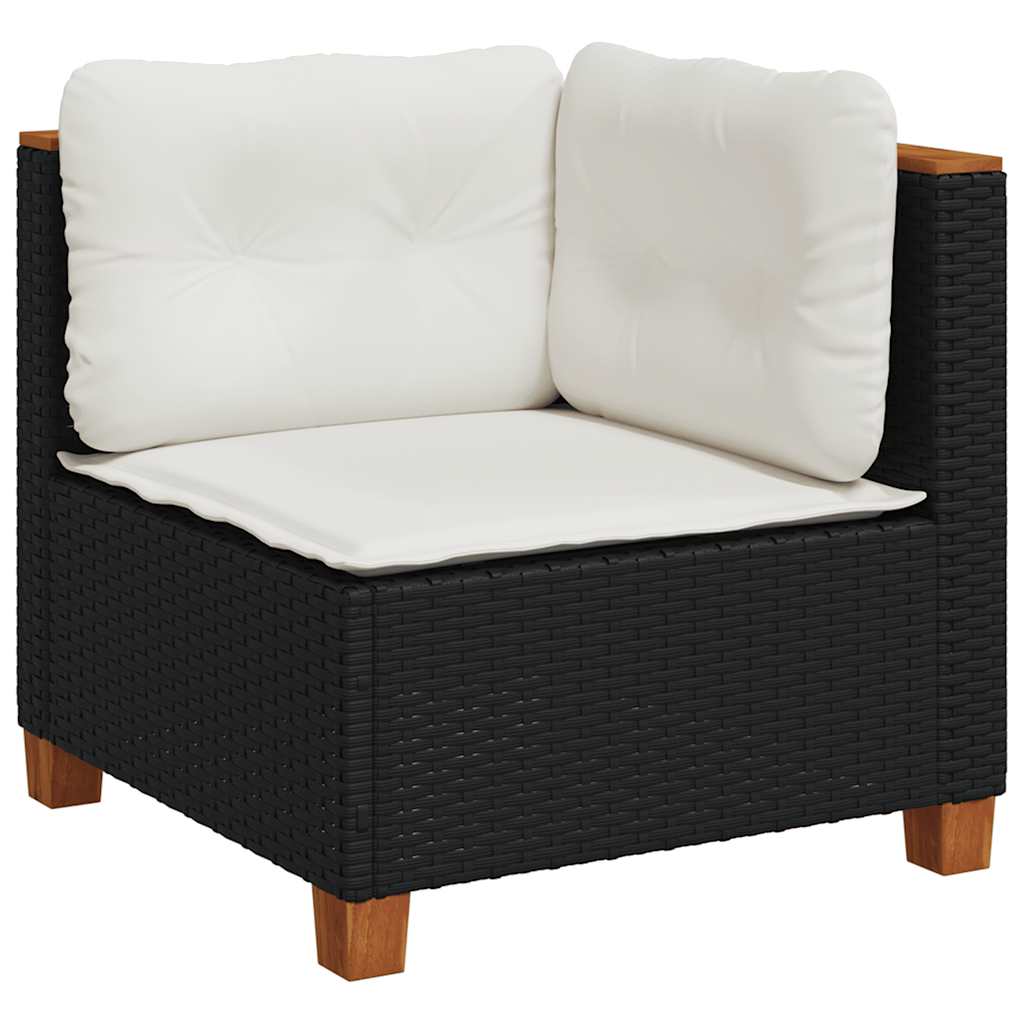 5-dijelna vrtna garnitura od poliratana s jastucima crna 63.5 x 56 x 32 cm
