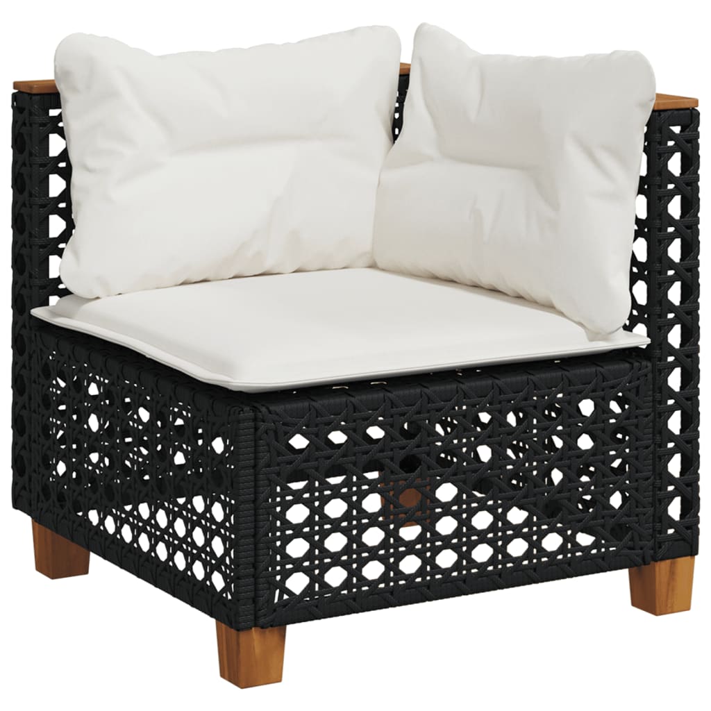 6-dijelni set vrtnih sofa s jastucima crni od poliratana Crna 55 x 55 x 36 cm