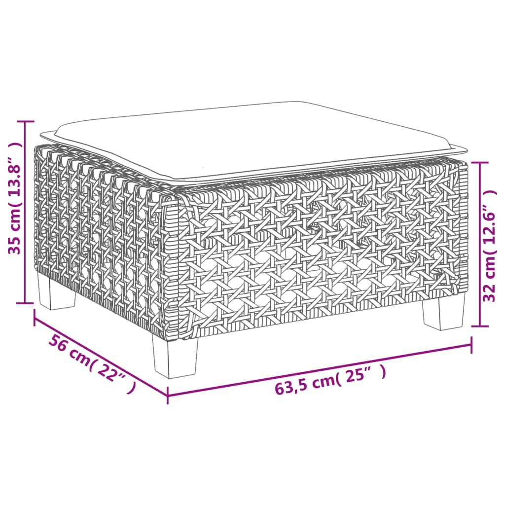 6-dijelni set vrtnih sofa s jastucima crni od poliratana Crna 55 x 55 x 36 cm