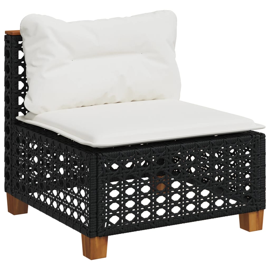 6-dijelni set vrtnih sofa s jastucima crni od poliratana Crna 55 x 55 x 36 cm