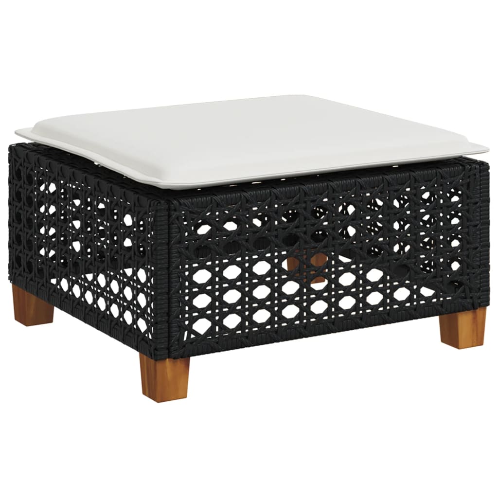 6-dijelni set vrtnih sofa s jastucima crni od poliratana Crna 55 x 55 x 36 cm