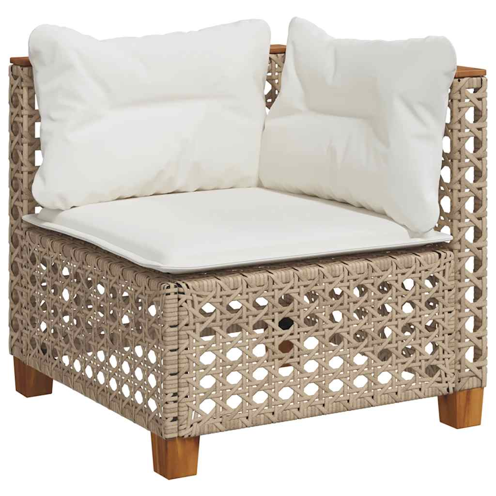 5-dijelni vrtni set sofa s jastucima bež od poliratana 63.5 x 63.5 x 62 cm