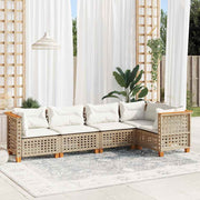 5-dijelni vrtni set sofa s jastucima bež od poliratana 63.5 x 63.5 x 62 cm