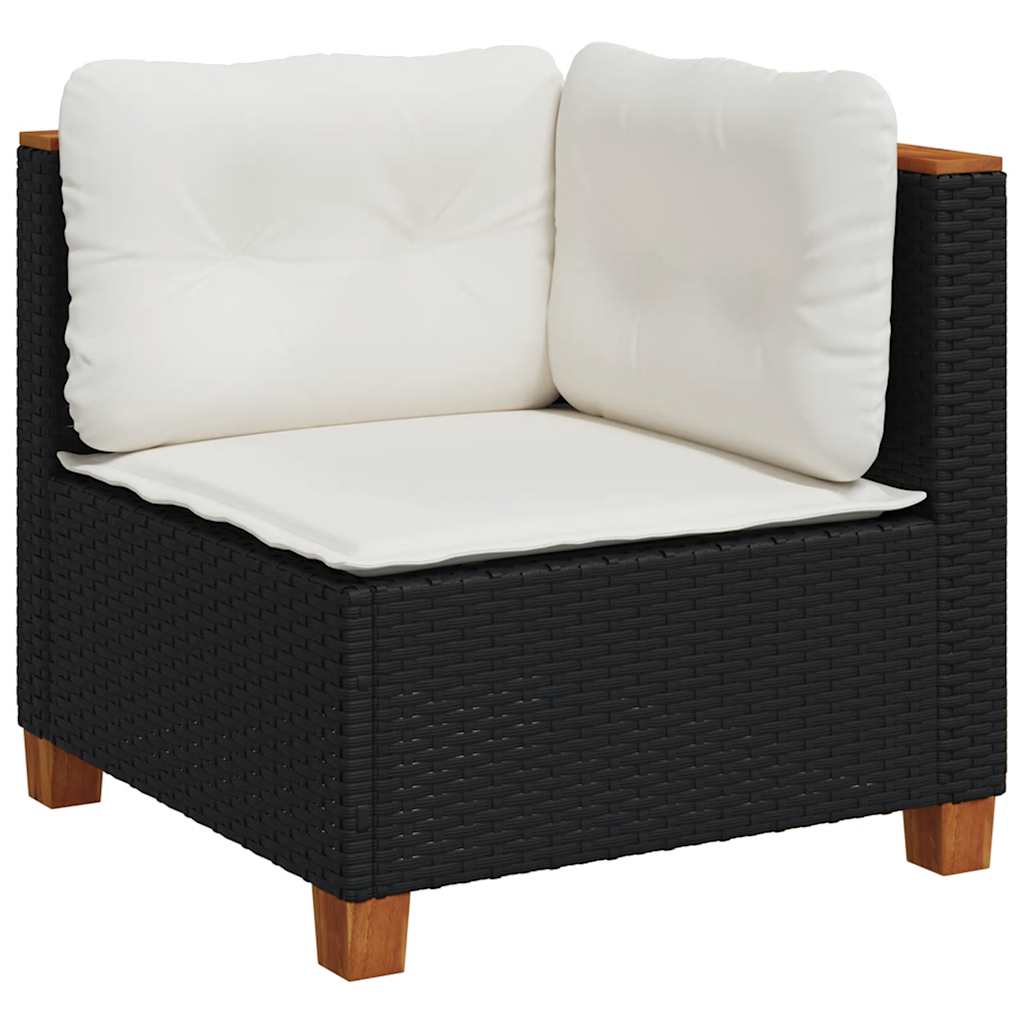 6-dijelni set vrtnih sofa s jastucima crni od poliratana Crna 63.5 x 63.5 x 62 cm