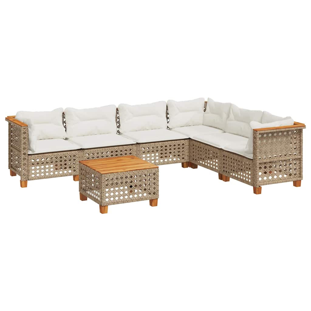 7-dijelni set vrtnih sofa od poliratana s jastucima bež 254 x 190.5 x 69 cm