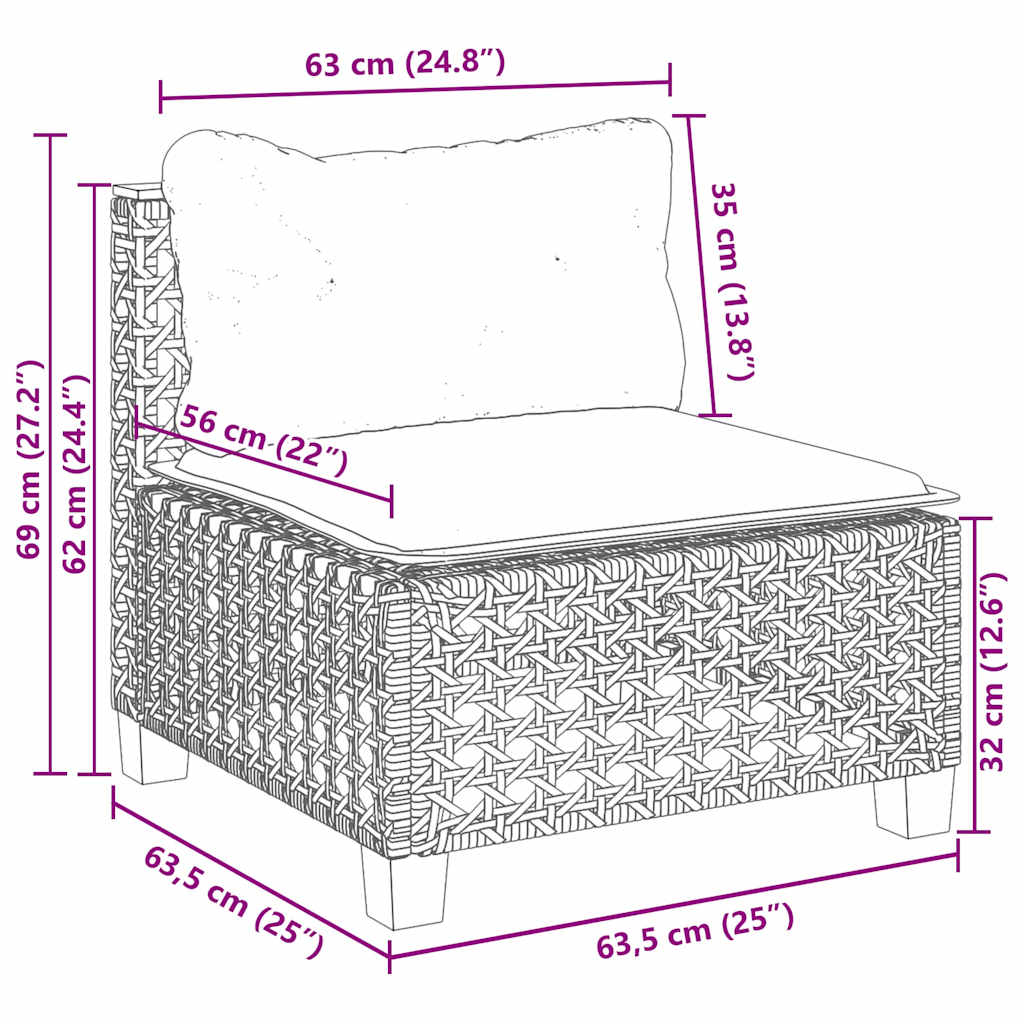 7-dijelni set vrtnih sofa od poliratana s jastucima bež 254 x 190.5 x 69 cm