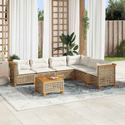 7-dijelni set vrtnih sofa od poliratana s jastucima bež 254 x 190.5 x 69 cm