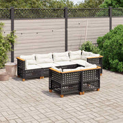 7-dijelni set vrtnih sofa od poliratana s jastucima crni Crna 63.5 x 63.5 x 62 cm