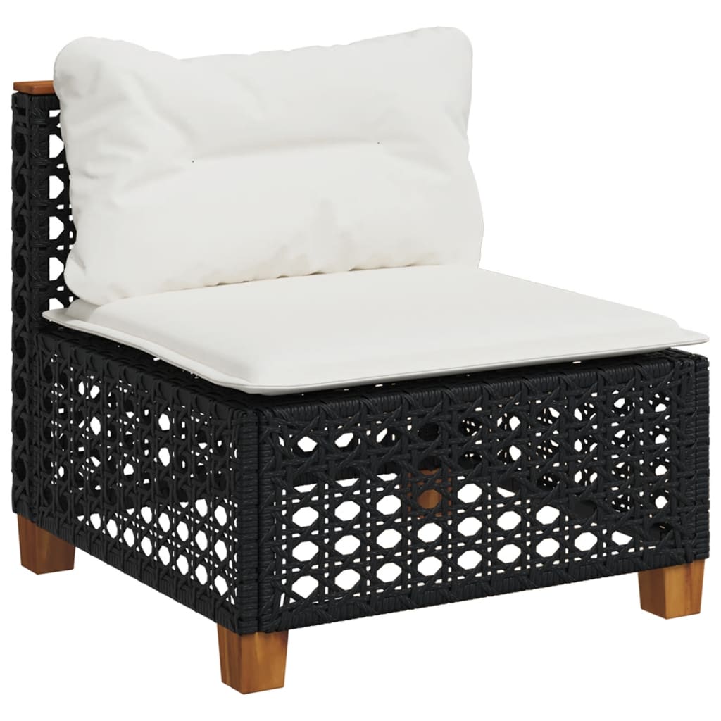 7-dijelni set vrtnih sofa od poliratana s jastucima crni Crna 55 x 55 x 36 cm