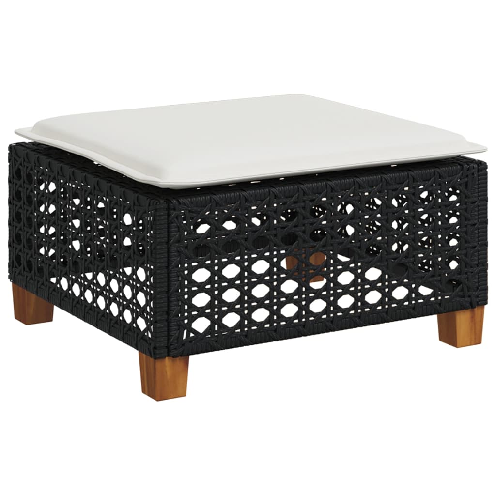 7-dijelni set vrtnih sofa od poliratana s jastucima crni Crna 55 x 55 x 36 cm